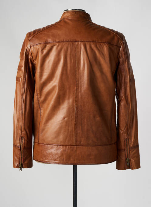 Veste en cuir marron PAUL AJAMIAN homme