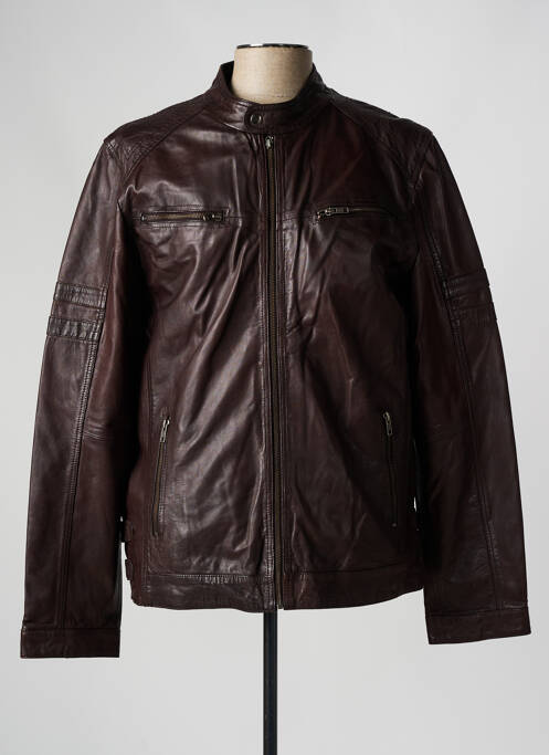 Veste en cuir marron PAUL AJAMIAN pour homme