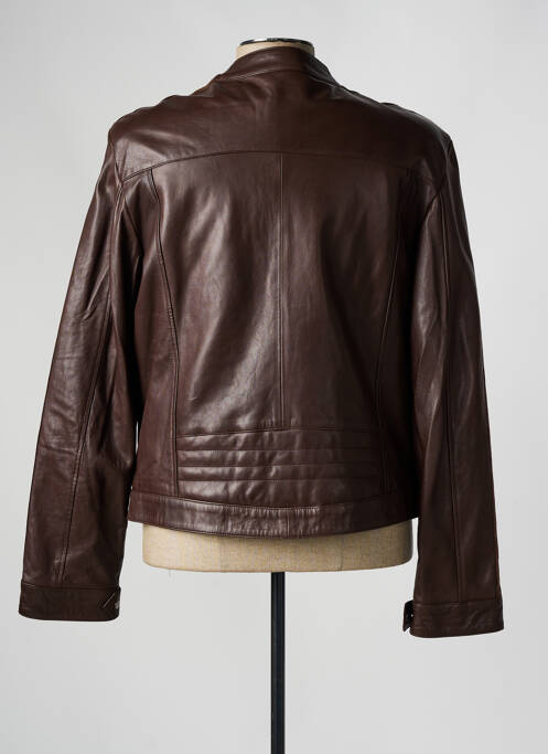 Veste en cuir marron PAUL AJAMIAN pour homme