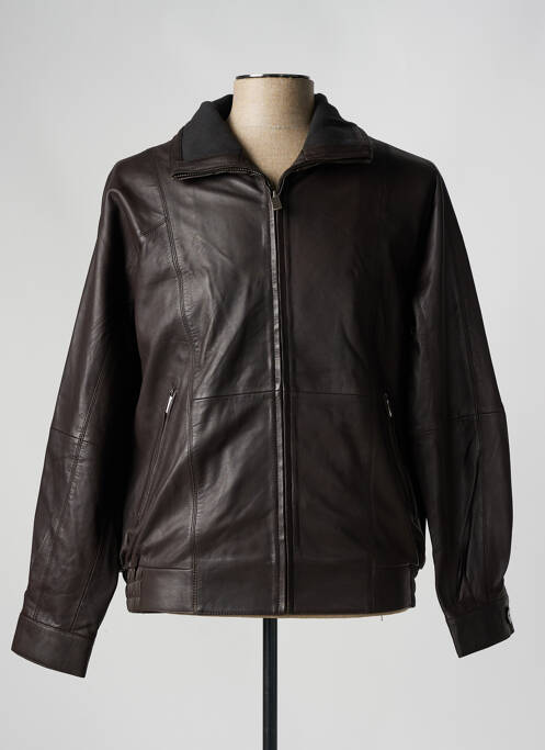 Veste en cuir noir PAUL AJAMIAN pour homme