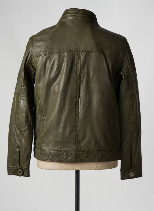 Veste en cuir vert PAUL AJAMIAN homme