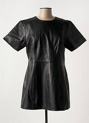 Robe courte fermeture zippée au dos manches courtes noir PAUL AJAMIAN femme