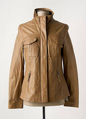 Veste simili cuir poches marron PAUL AJAMIAN femme