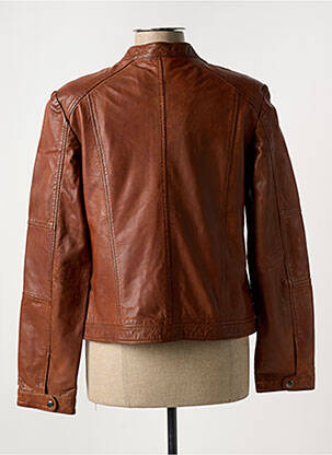 Veste en cuir poches marron PAUL AJAMIAN femme