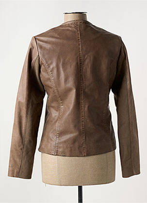 Veste en cuir poches marron PAUL AJAMIAN femme