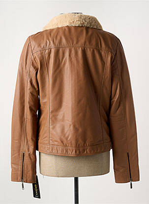 Veste en cuir poches marron PAUL AJAMIAN femme