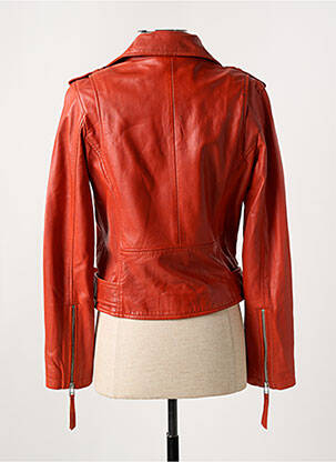Veste en cuir poches orange PAUL AJAMIAN femme