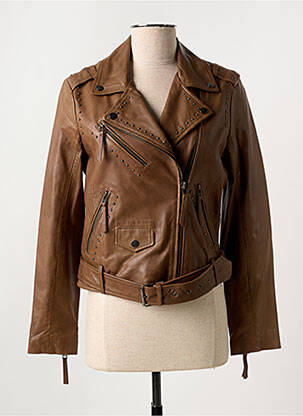 Veste simili cuir poches marron PAUL AJAMIAN femme