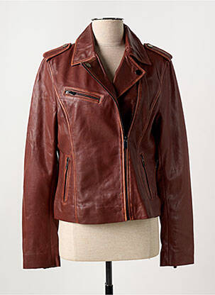 Veste simili cuir poches rouge PAUL AJAMIAN femme