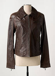 Veste simili cuir epaulette marron PAUL AJAMIAN femme