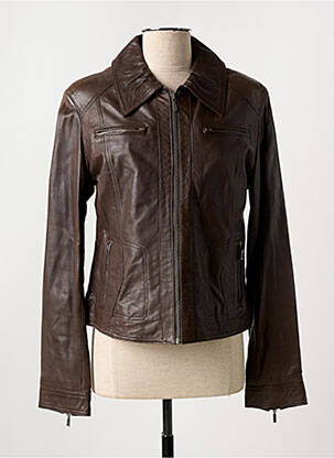 Veste simili cuir epaulette marron PAUL AJAMIAN femme