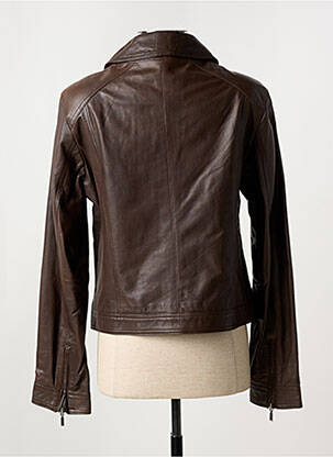 Veste simili cuir epaulette marron PAUL AJAMIAN femme