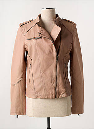 Veste en cuir poches rose PAUL AJAMIAN femme