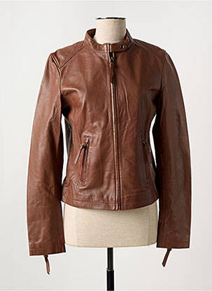 Veste simili cuir poches marron PAUL AJAMIAN femme