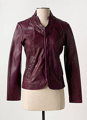 Veste simili cuir poches violet PAUL AJAMIAN femme