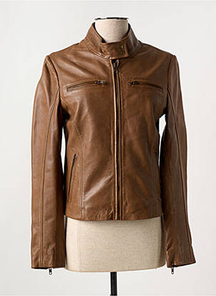Veste simili cuir poches marron PAUL AJAMIAN femme