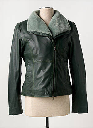 Veste simili cuir poches vert PAUL AJAMIAN femme