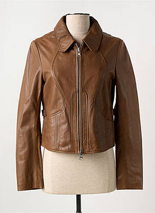Veste simili cuir poches marron PAUL AJAMIAN femme
