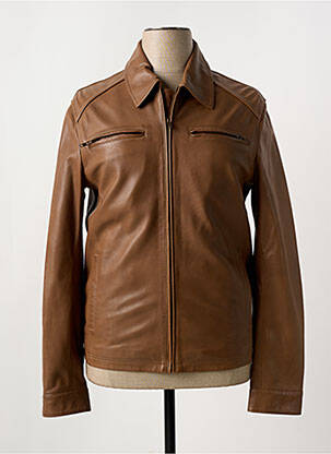 Veste simili cuir coupe cintrée marron PAUL AJAMIAN homme