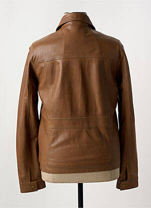 Veste simili cuir coupe cintrée marron PAUL AJAMIAN homme
