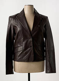 Veste simili cuir epaulette marron PAUL AJAMIAN femme