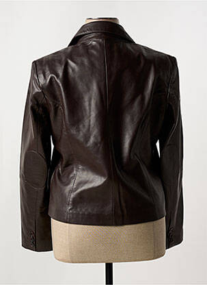 Veste simili cuir epaulette marron PAUL AJAMIAN femme