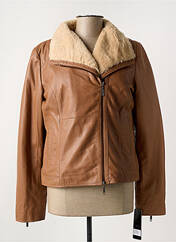 Veste en cuir marron PAUL AJAMIAN pour femme seconde vue
