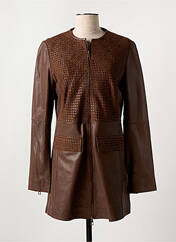 Veste en cuir marron PAUL AJAMIAN pour femme seconde vue