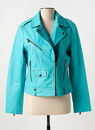 Veste simili cuir bleu PAUL AJAMIAN pour femme