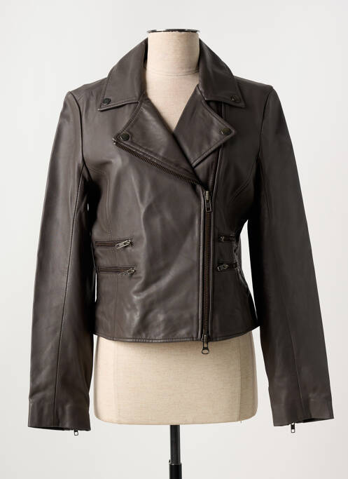 Veste en cuir gris PAUL AJAMIAN pour femme