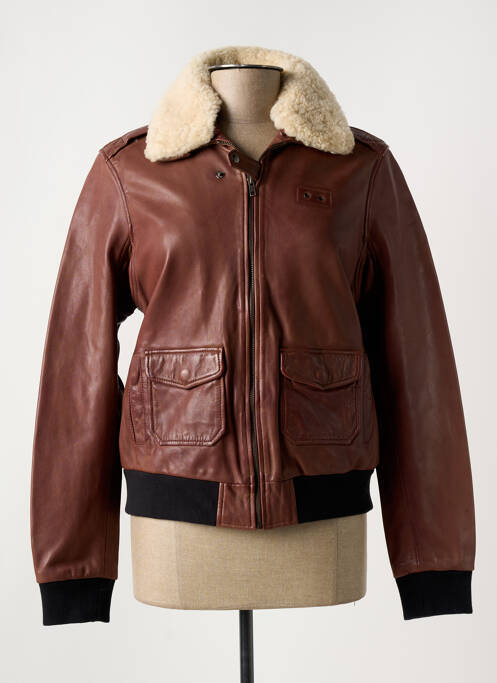 Veste en cuir marron PAUL AJAMIAN pour femme