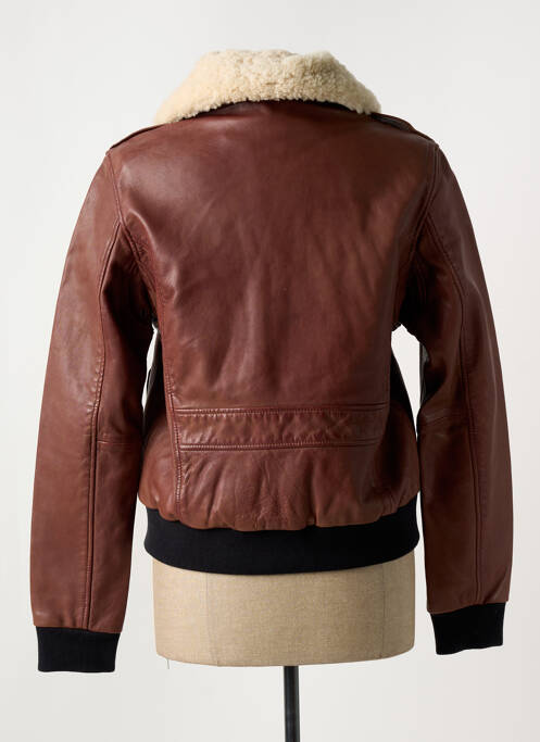 Veste en cuir marron PAUL AJAMIAN pour femme