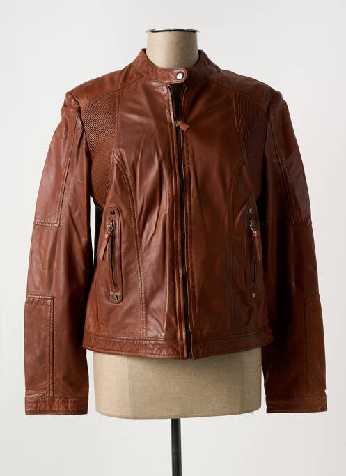 Veste en cuir marron PAUL AJAMIAN pour femme