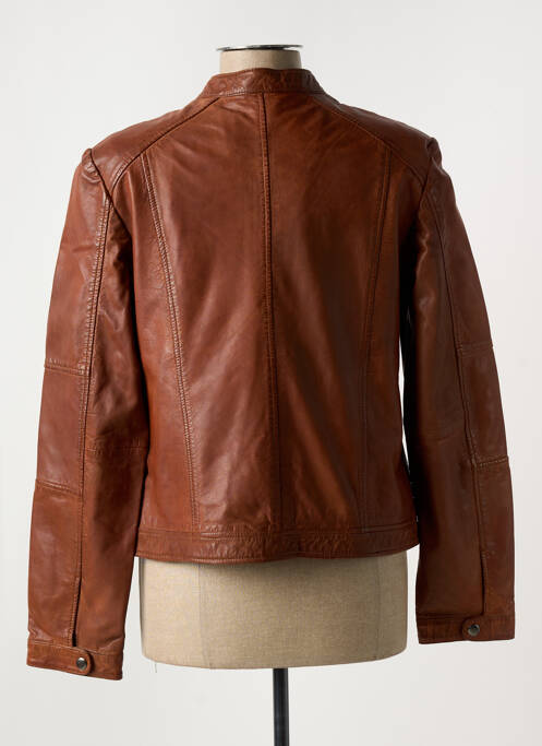 Veste en cuir marron PAUL AJAMIAN pour femme
