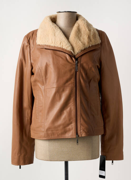 Veste en cuir marron PAUL AJAMIAN pour femme