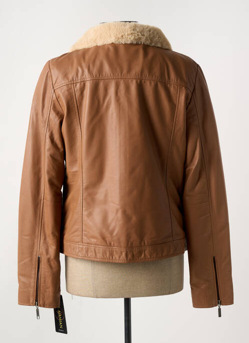 Veste en cuir marron PAUL AJAMIAN pour femme