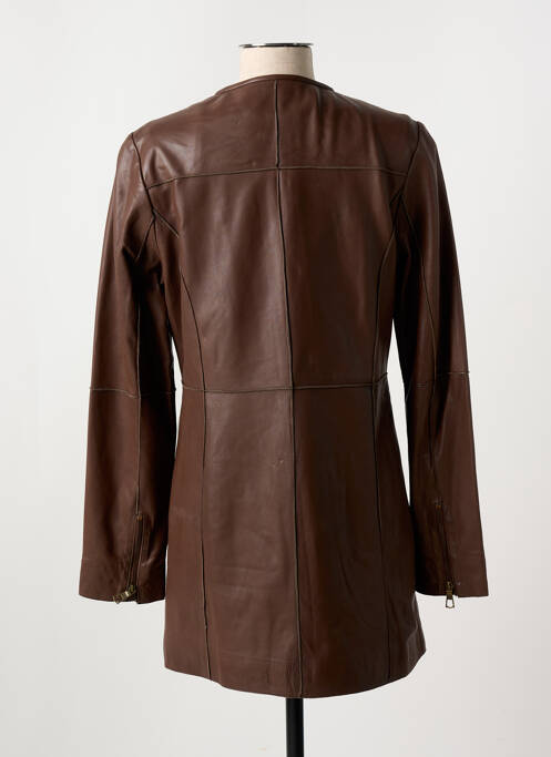 Veste en cuir marron PAUL AJAMIAN pour femme