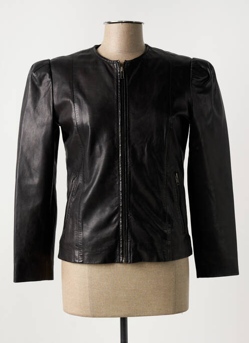 Veste en cuir noir PAUL AJAMIAN pour femme