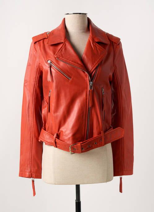 Veste en cuir orange PAUL AJAMIAN pour femme