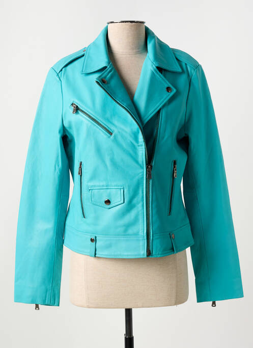Veste simili cuir bleu PAUL AJAMIAN pour femme