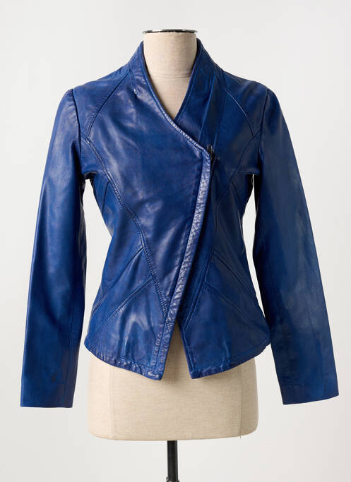 Veste simili cuir bleu PAUL AJAMIAN pour femme