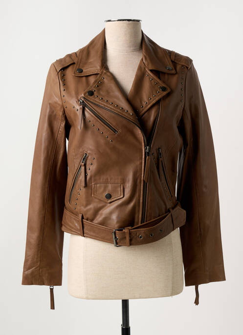 Veste simili cuir marron PAUL AJAMIAN pour femme