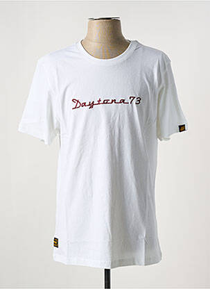 T-shirt broderie manches courtes blanc DAYTONA homme
