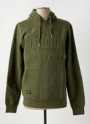 Sweat-shirt à capuche poches manches longues vert DAYTONA homme