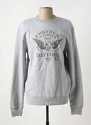 Pull col rond manches longues gris DAYTONA homme