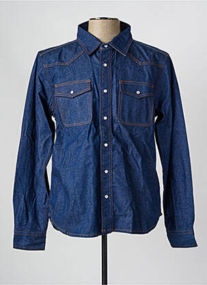 Chemise manches longues poches poitrine bleu DAYTONA homme