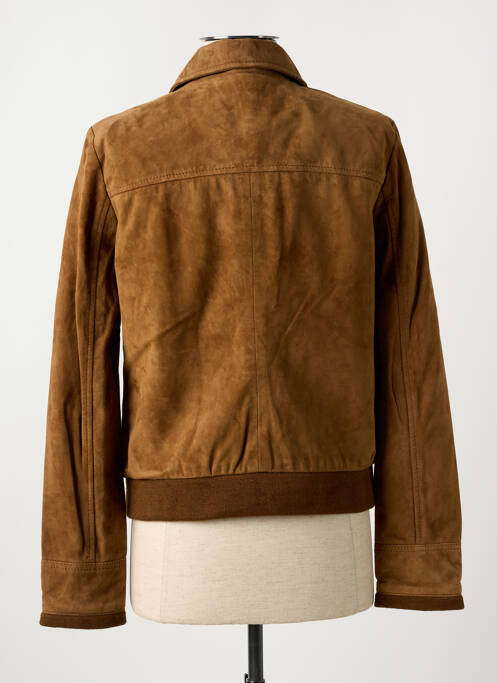 Veste en cuir marron ROSE GARDEN pour femme