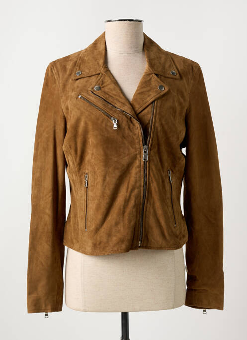 Veste simili cuir marron ROSE GARDEN pour femme