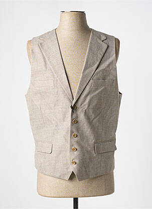 Gilet sans manche tissage chiné beige MASTERHAND homme