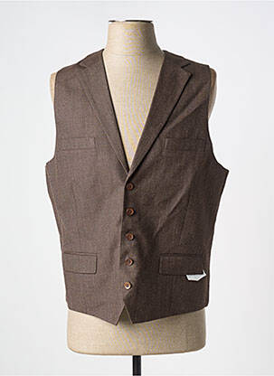 Gilet sans manche tissage chiné marron BARUTTI homme